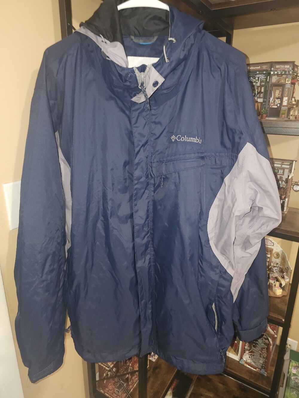 Columbia Mens Two Tone  Full Zip Wind Breaker Sz L  Omni-Tech
